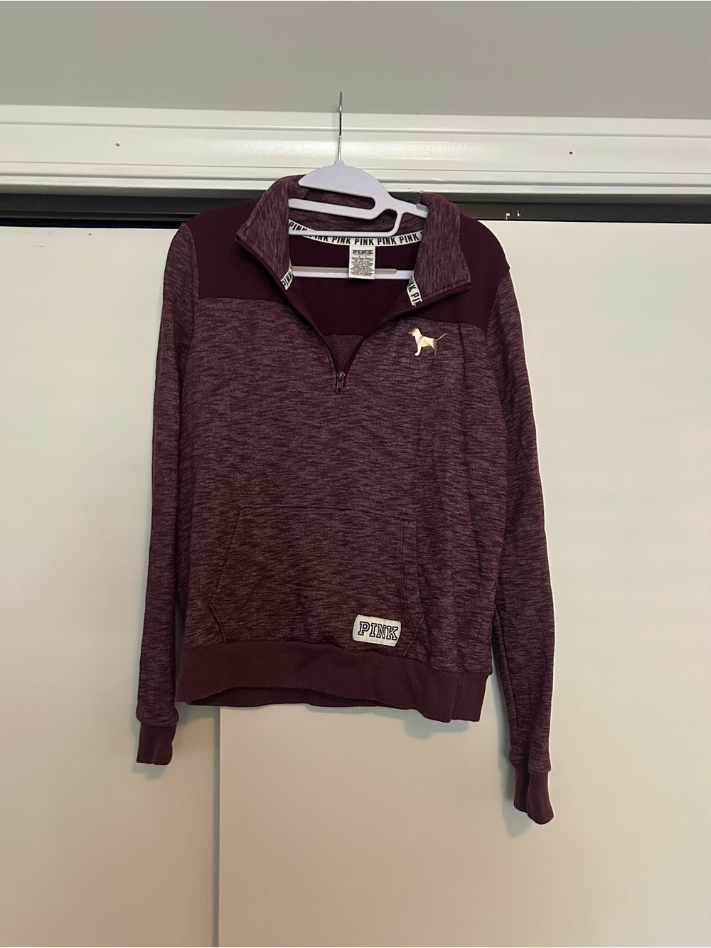 Victoria's Secret PINK Men's Maroon Half-Zip Pullover